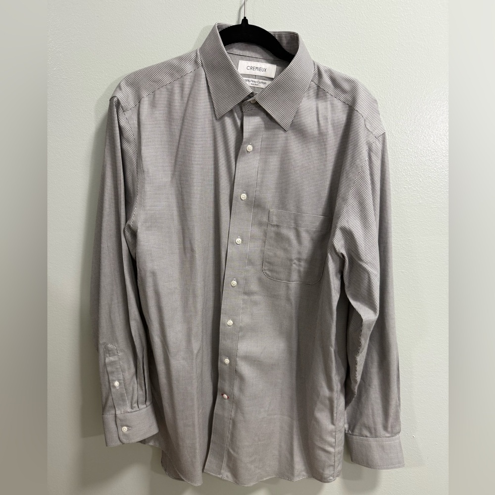 Cremieux Mens Long Sleeve Pima Cotton Non-Iron Button Down Shirt Black White